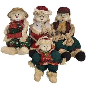 House of Lloyd Bunny Doll Set 4 Christmas Decor Handmade Festive Plush
